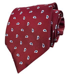 HATHAWAY Men's Red Paisley Silk Blend Necktie 57” x 4”
